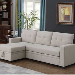 L-Shaped  sectional - Convertible Pull-Out Sleeper Sectional Sofa/Storage Chaise