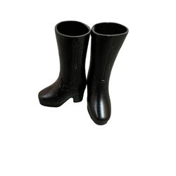 Vtg Squishy Mattel Barbie or Skipper Doll Size Boots - Black