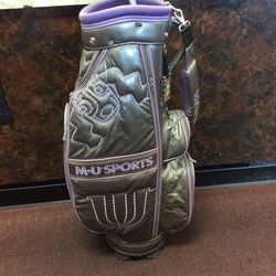 MU Sports Golf Bag Grey Purple Standing Kart Bag