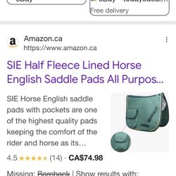 **On SALE.!!”SIE Equestrian English Saddle Pad”-Green-NEW