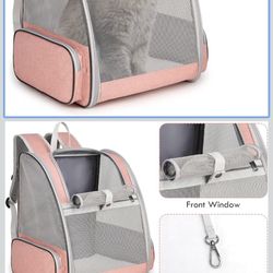 Cat Backpack Carrier, Large Pet Carrier Backpack with Kitten Wand Feather Toy for Medium Small Dog Cat Puppy Kitty Bunny up to 15lbs, Ventilated Mesh 