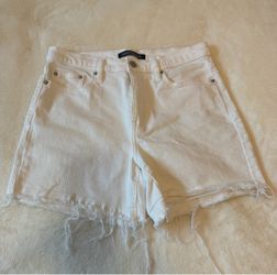 Calvin Klein White Frayed Hem Women's Denim Shorts, Size 27