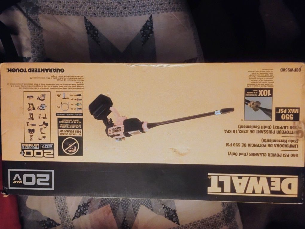 DEWALT 20V MAX 550 PSI Cordless Power Cleaner (Model: DCPW550B).