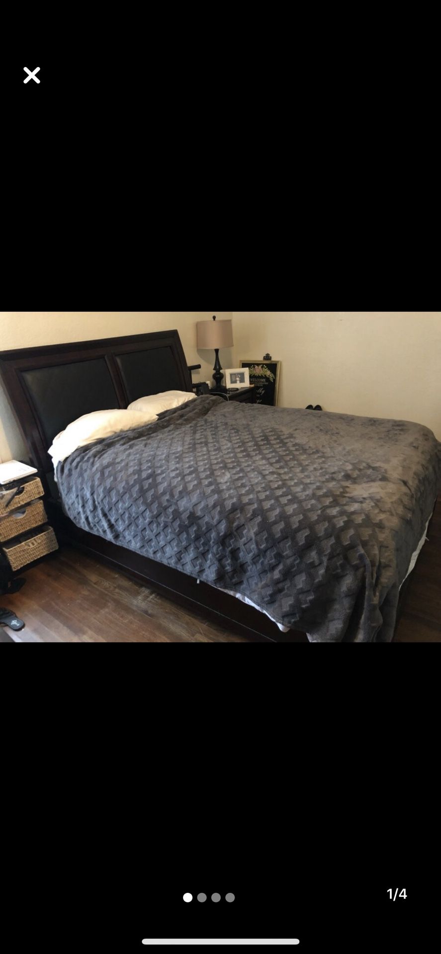 Queen sized dark wood bedroom set