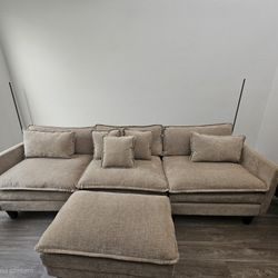 L-Shaped Modular Sectional Sofa — Light Coffee/Cream | mikibama