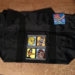 Vintage Looney tunes black zippered tote bag Hallmark bugs daffy Taz Tweety