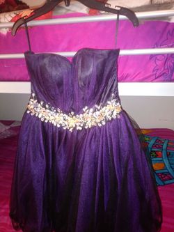 Purple black short prom dress