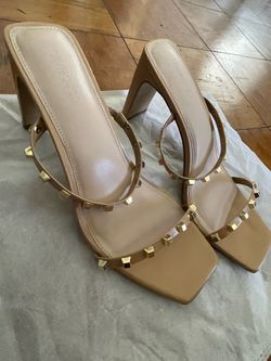 New Beige with rhinestone heels 11
