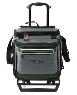 60 Can Cooler with Wheeled Cart, Ice Up to 3 Days Collapsible soft cooler, leak proof, easy clean lining, detachable rolling cart with wheels, for bea