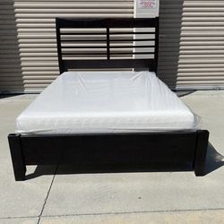 Queen bed frame with mattress