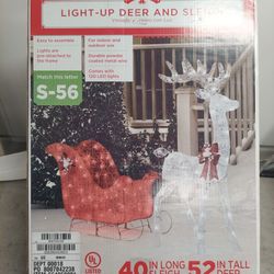 Led Reindeer And Sleigh Yard Decoration  Great Condition!