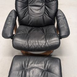 Black Leather Reclining Chair With Ottoman 