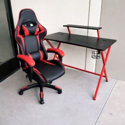 New In Box 44 Inch Gaming Office Computer Desk Table With Red Accent Gamer Chair Furniture Combo Set 