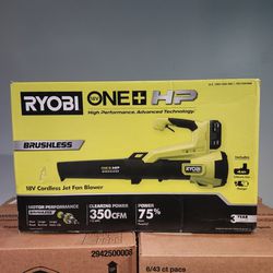 RYOBI ONE+ HP 18V Brushless 110 MPH 350 CFM Variable-Speed Jet Fan Leaf Blower w/ 4ah battery & char