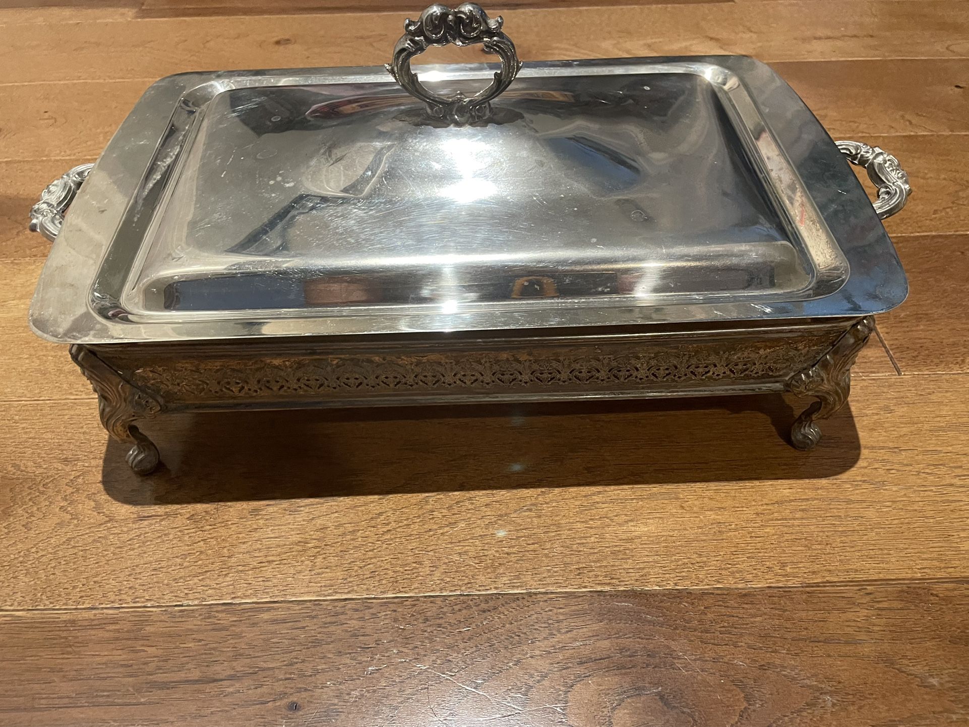 Silver Plated Serving Dish With Pyrex Dish