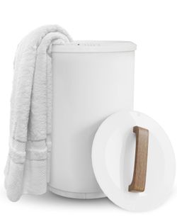 SAMEAT - Heated Towel Warmers for Bathroom - Large Bucket-Style Towel Warmer, Wooden Handle, Automatic Shut-Off