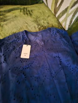 NWT Chouyatou Eyelet Embroidered Lounge Nightgown / House Dress - Choice of Blue (XL), Pink (XL), or Pink (Large)