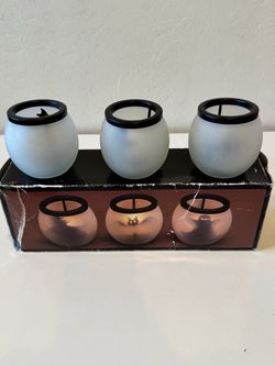 Black Magic Tea Lights set of 3 3”’tall glass/metal