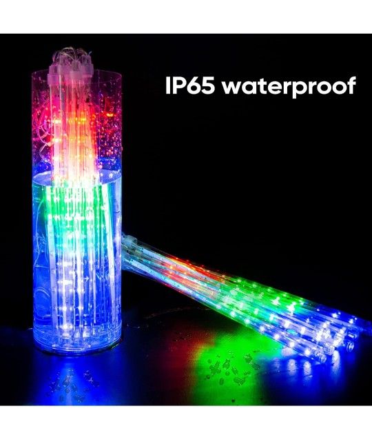 Meteor Shower Lights with USB connects, 11.8 Inch 8 Tube 192 LEDs