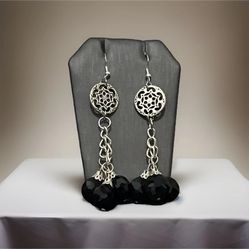 Handmade Gothic Dangle Drop Earrings Artisan Earrings 925 Silver Plated Hooks