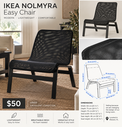 IKEA NOLMYRA Black Mesh Easy Chair (SET 2) – Modern Lounge Chair – Excellent Condition