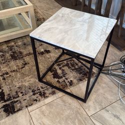 Stone And Metal End Table. 