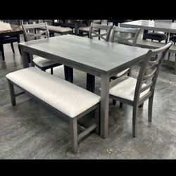 Solid Wood Dining Table Set With Chairs And Bench 60x36x30 