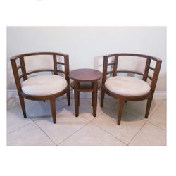 Art Deco Style 3-Piece Set Round Oversized Chair & Spot Table