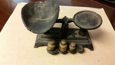Vintage cast iron toy scale