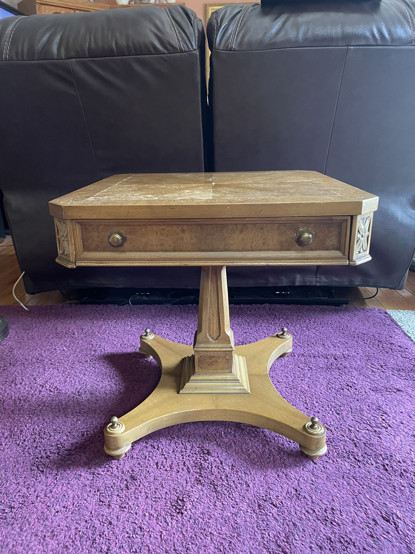 Vintage End Table With Drawer