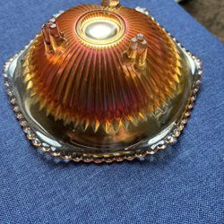 Vintage Jeannette Glass Co. Carnival Glass Small Footed Bowl
