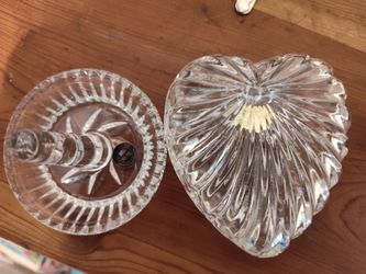 Vintage crystal heart box and ring holder