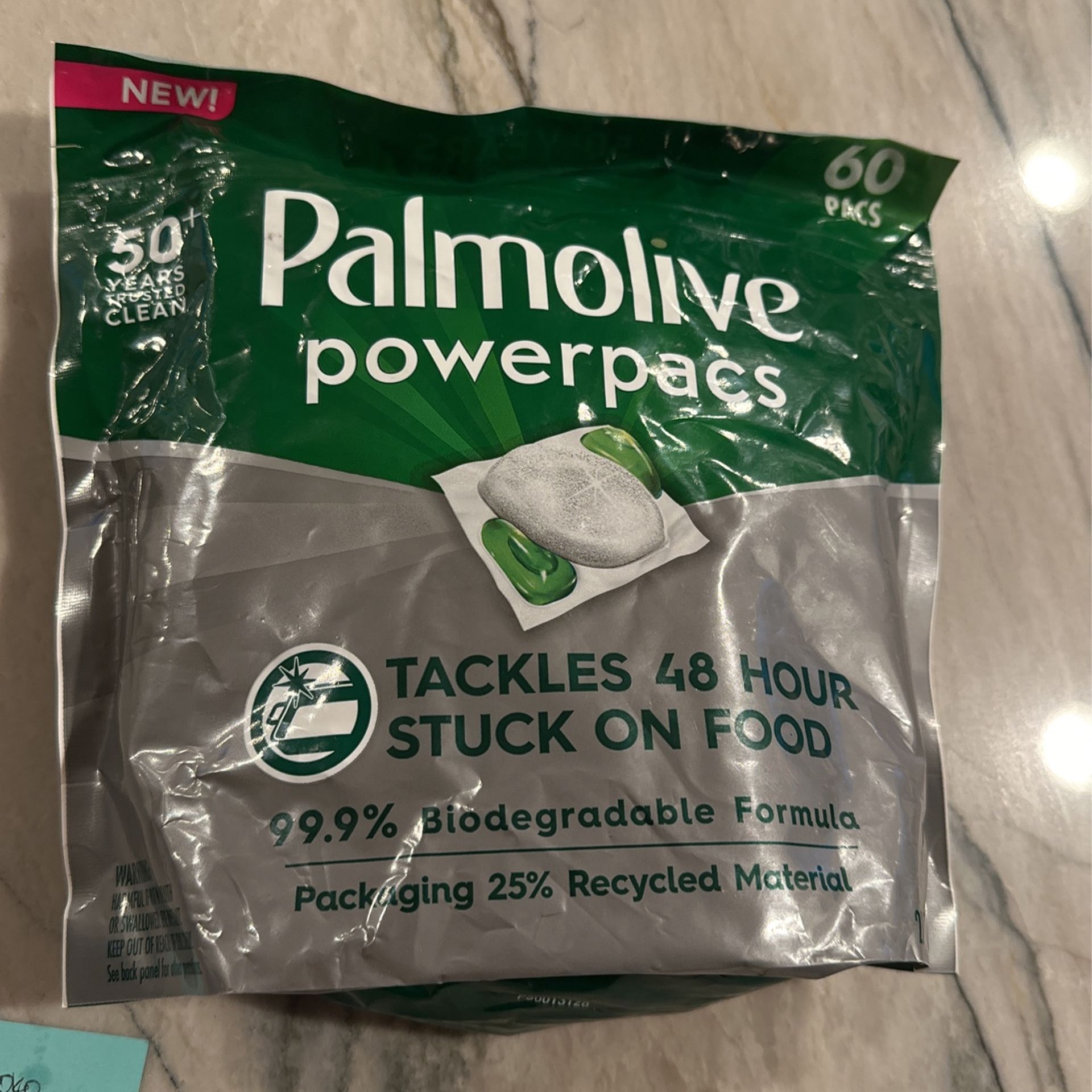 P almolive PowerPacs Dishwasher Pods, 99.9% Biodegradable Formula in Dishwasher Tabs With No Added Fragrance - 60 count