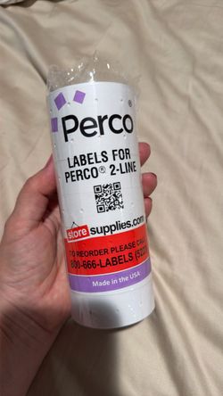 Pricing label Perco 2line Removable Ad.. Line Price and Date Guns, $22