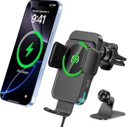 Wireless Car Charger, 15W Fast Charging [Auto Clamping] [Auto Alignment] Phone 