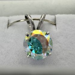 New Sterling Silver Topaz Pendant