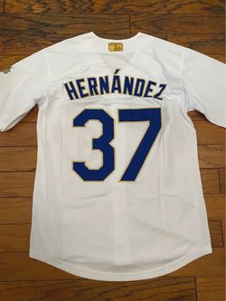 White gold blue Los Angeles dodgers teoscar Hernandez jersey