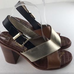 Sam Edelman Ivy Block Heel Black And Metallic