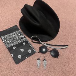 New Cowboy Cowgirl Hat Accessories Costume Boho Festival Bundle 