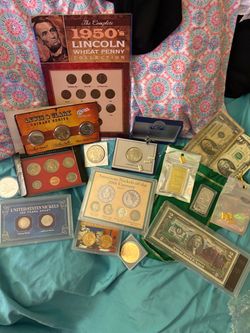 Silver Gold Nickel Copper Money Coins  Dollars