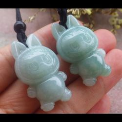 Certificate Jadeite jade Hand Carved Green La bu Pendant 
