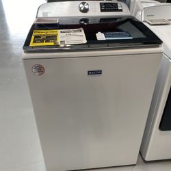 MayTag White Smart Top Load Washer With Extra Power Button - 5.3 Cu. Ft.