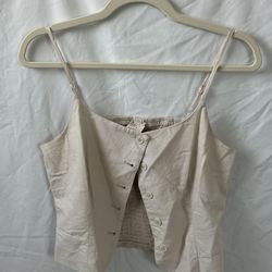 Small - cream button up vest top #vesttop #croptop