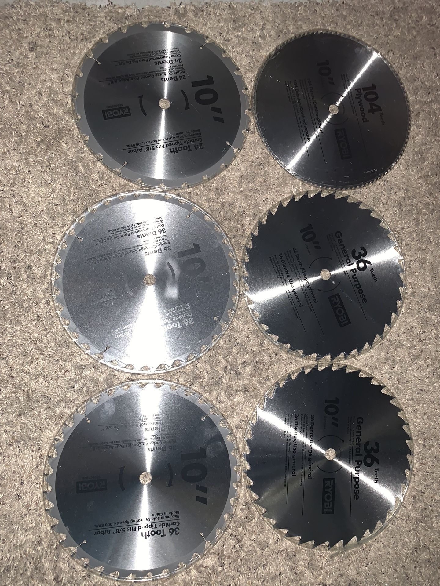 New 10” Assorted Saw Blades