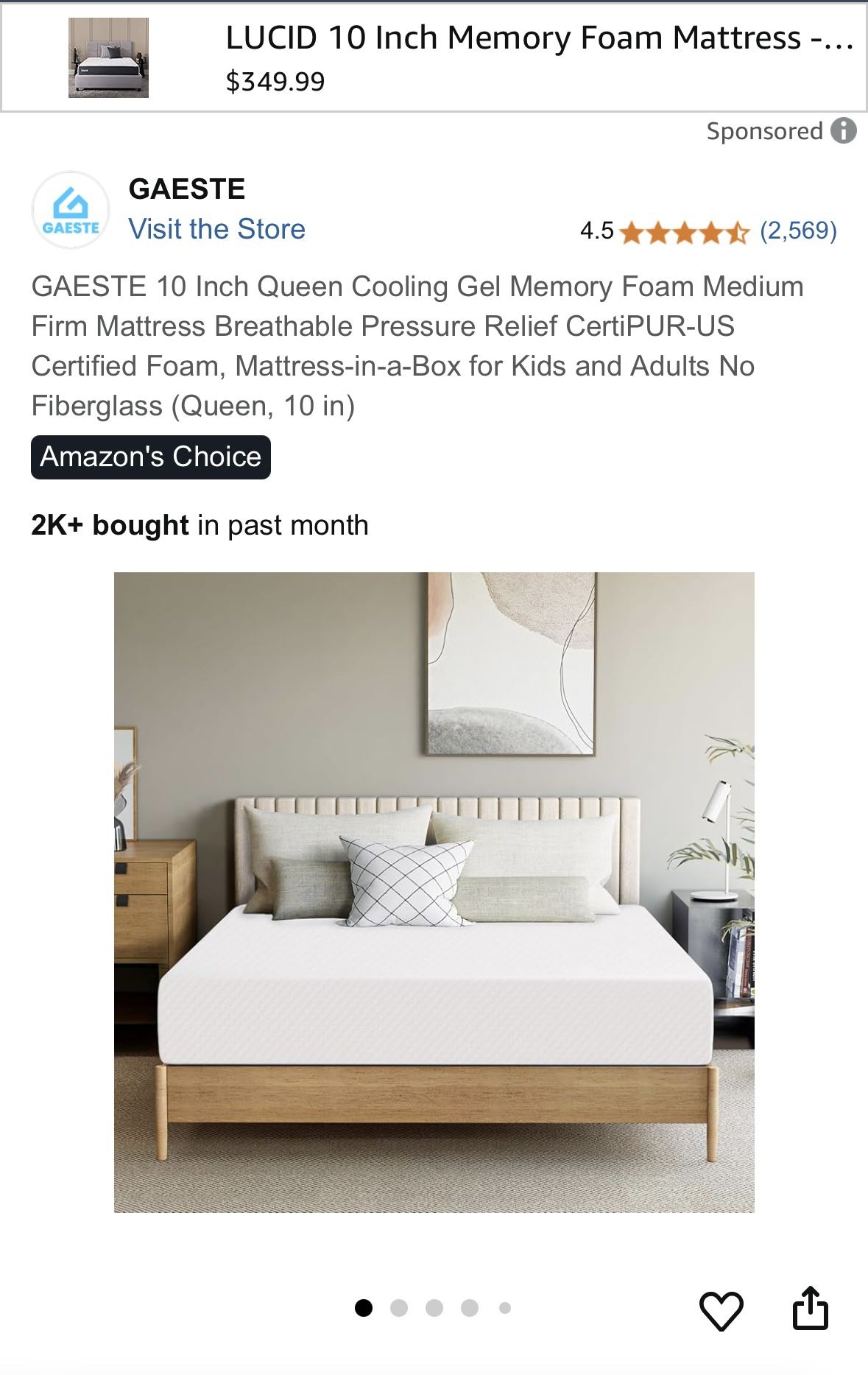 Queen 10” Memory Foam Mattress (medium firm)