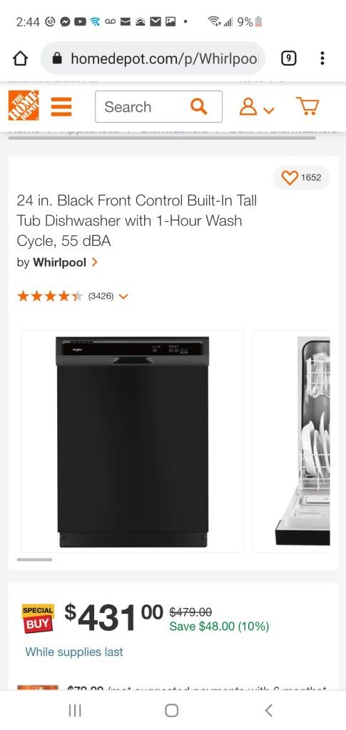 Brand New Whirlpool Dishwasher 