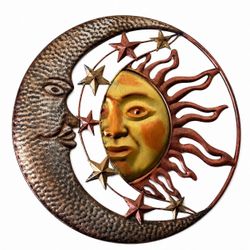36 Inch Sun Moon Stars Metal Wall Decor Celestial Art