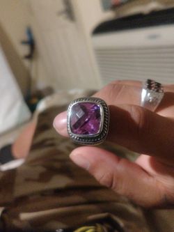 925 Sterling Men's Size 7 Ring With Amethyst Stone Center