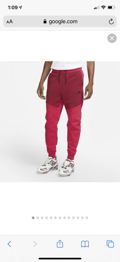 New Nike Tech Fleece Joggers Size L Red Black