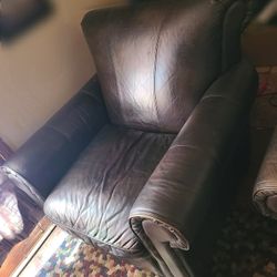 Leather Chair w/ Ottoman 